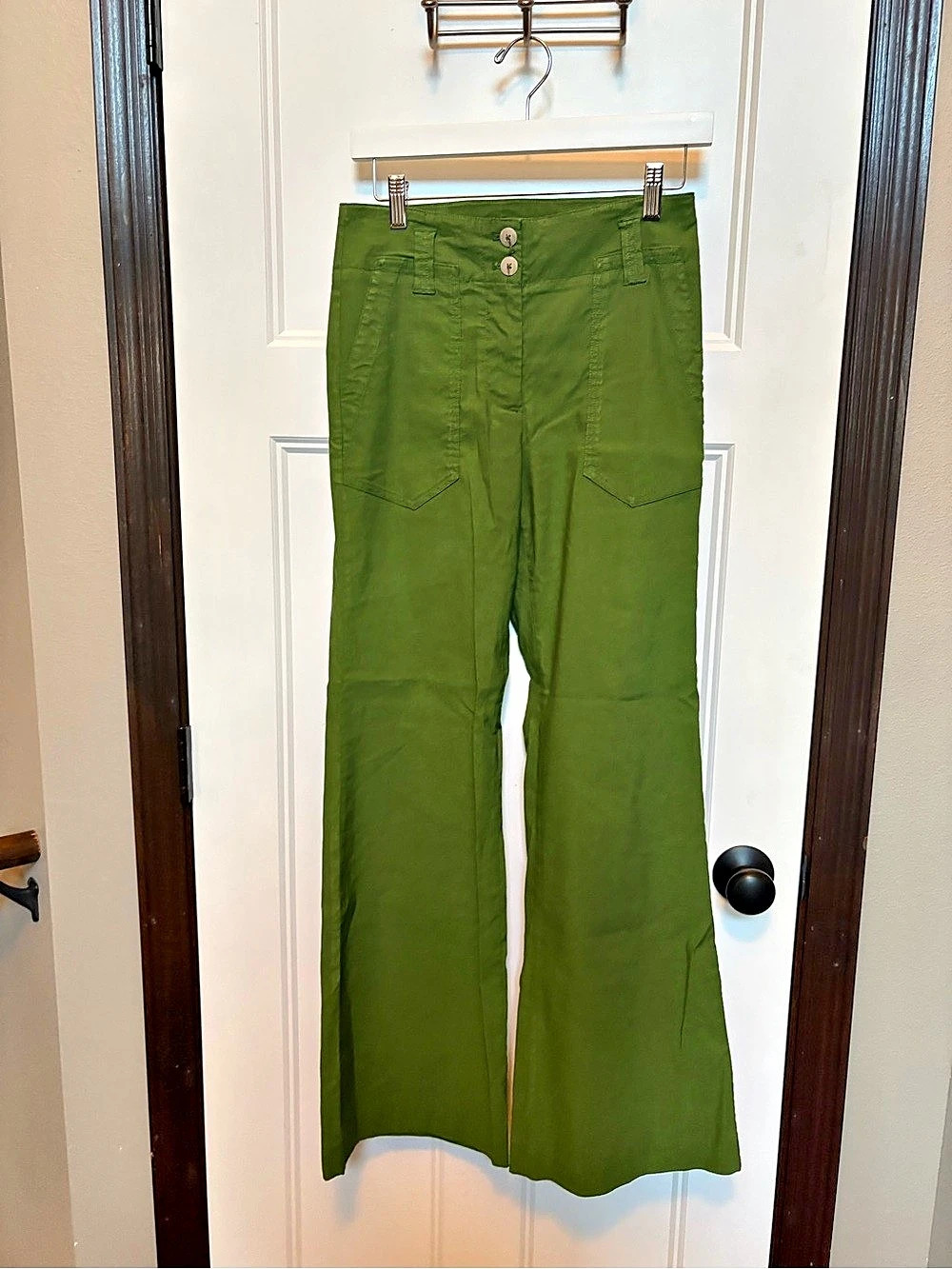 Anthropologie Maeve "The Naomi" High-Rise Wide-Leg Flare Pants Kelly Green sz 2